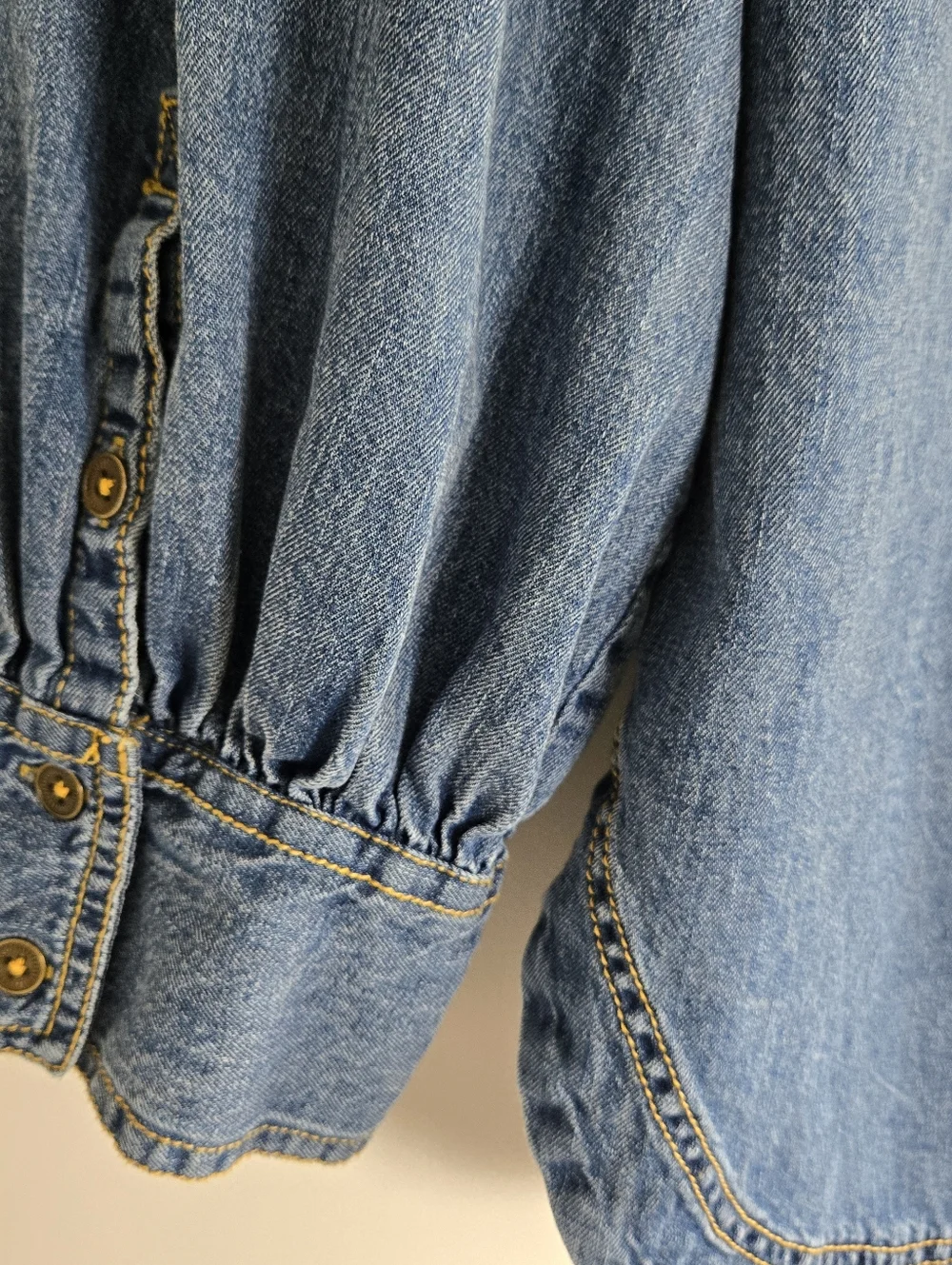 Pilcro Denim Button-Up Shirt with Frilly Prairie Collar Women's L - Picture 7 of 12